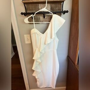 White Mini One Shouldered Dress- NWT